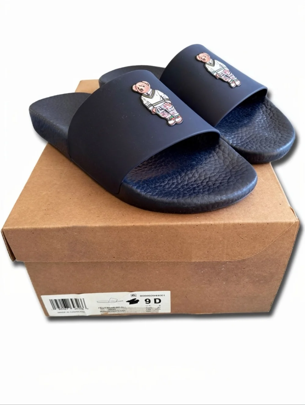 Polo Ralph Lauren Polo Bear Slides Sandals Mens Size 9 Navy NEW